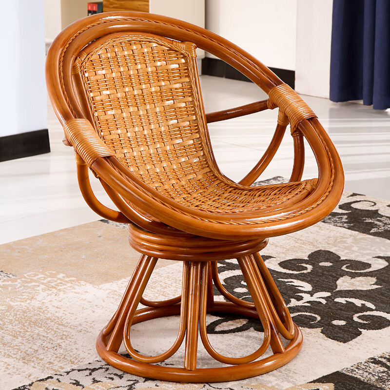 赫禹儒手工竹编小藤椅单人靠背旋转藤椅休闲阳台手工编制茶几组合客厅