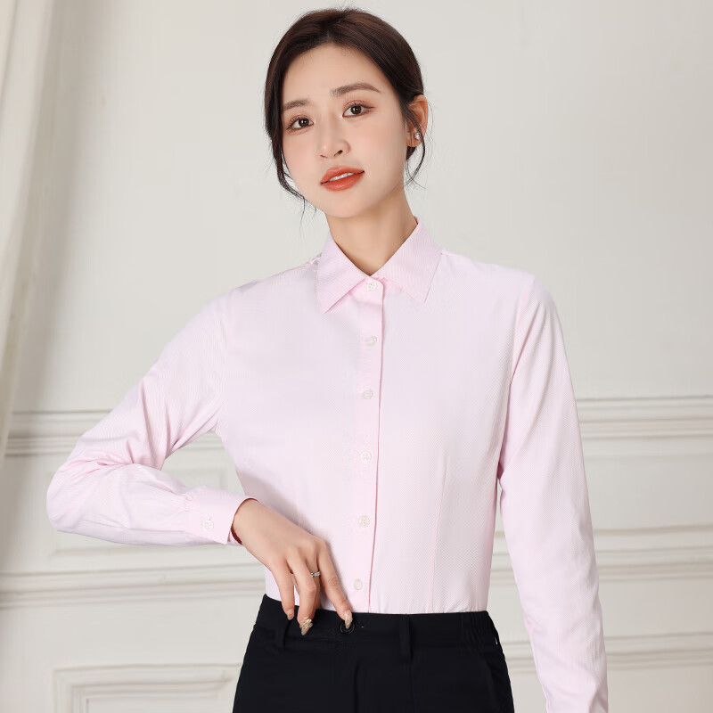 觅佰兴业银行行服 兴业银行工作服衬衣粉色短袖兴业行服衬衫工装制服