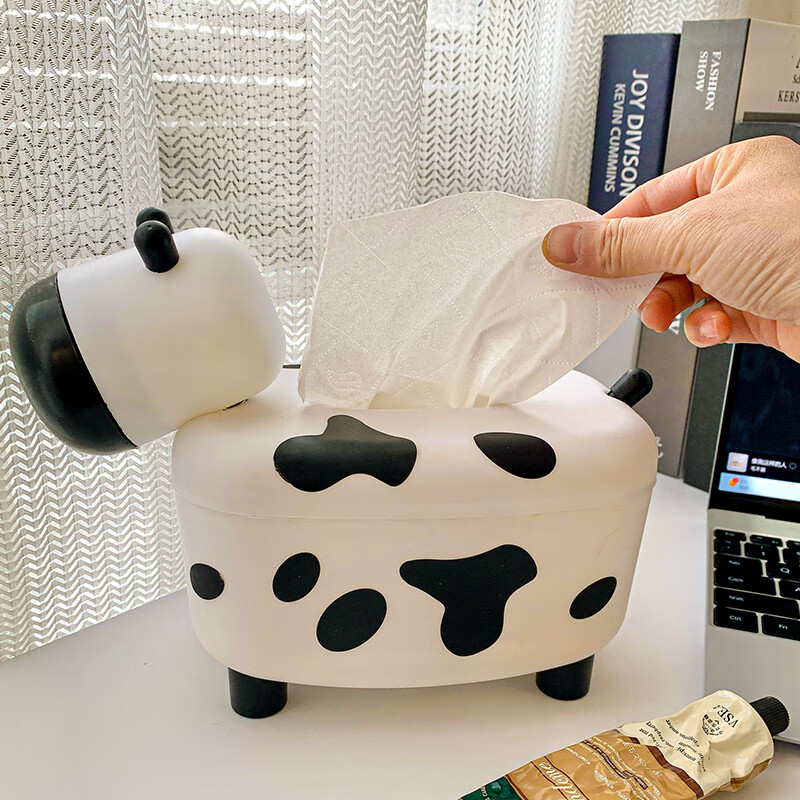 uhfr餐桌奶牛纸巾抽纸盒家用客厅创意多功能牙签盒收纳盒ins风可家用