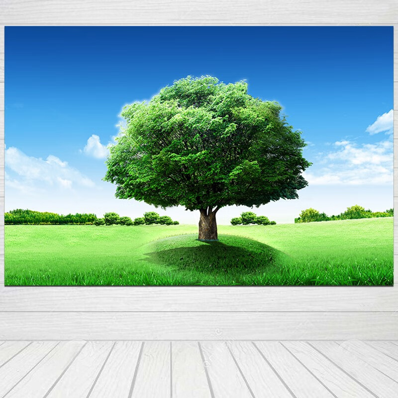元族一棵树装饰画背靠大树画自粘壁画大榕树客厅背景实木挂画定做 yl