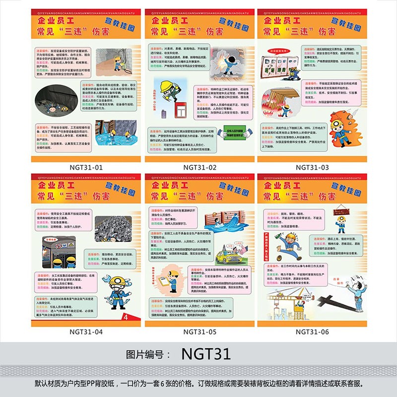 建设工地安全生产宣传画海报安全展板工厂企业员工反三违宣教挂图宣传
