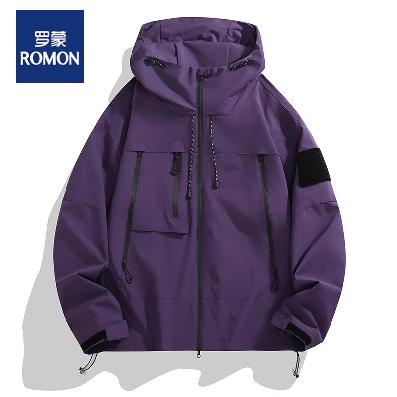 罗蒙（ROMON)户外冲锋衣男女同款防风防水旅行登山服美式工装三防外套 黑色 L