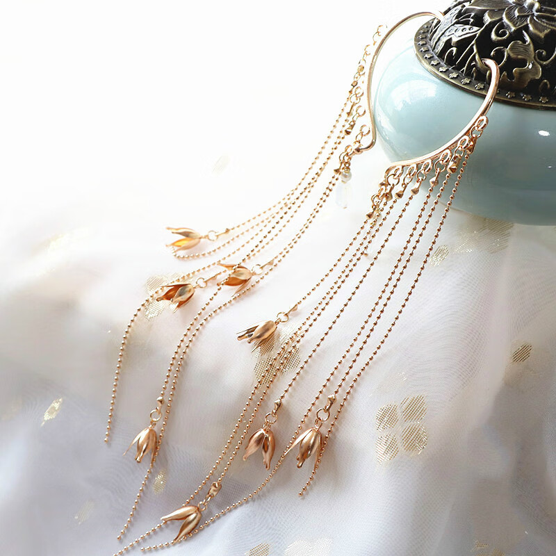 风铃曲 汉服流苏耳挂古风仙女无耳洞耳坠耳饰配饰 风铃曲耳挂