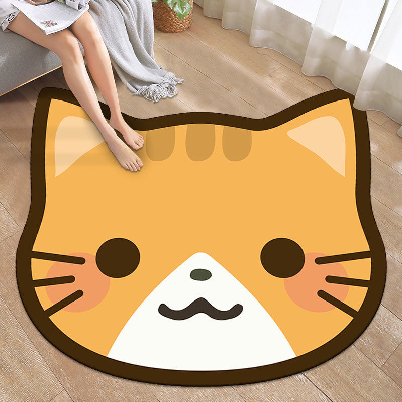 【开篇好物】卡通可爱浴室卫生间吸水地垫门口卧室地毯家用进门垫防滑入户脚垫 猫猫头 60*60(厘米)