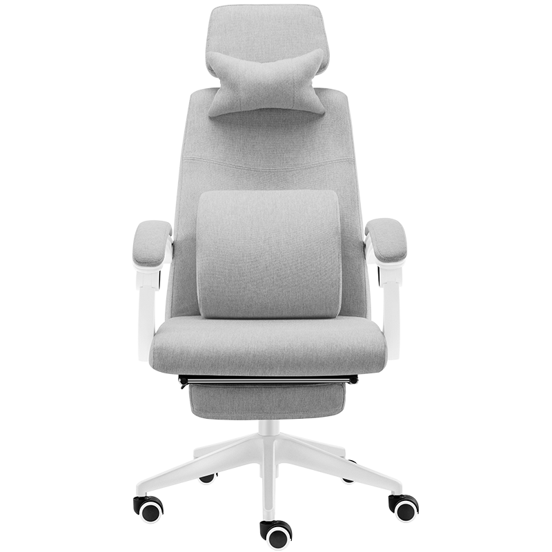 习格(XIGE)家用椅子北欧简约时尚休闲椅电脑椅座椅转椅老板椅棉麻办公椅 浅灰色棉麻(带脚托