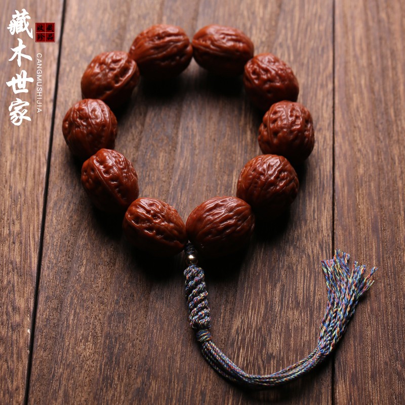文玩核桃手持手串男女佛珠手链京八棱粗筋蛤蟆头小秋子桃核 粗筋龙脊