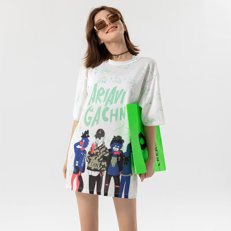 特奇玛分体泳衣女三件套遮肚显瘦运动字母学生宽松罩衫卡通泡温泉游泳