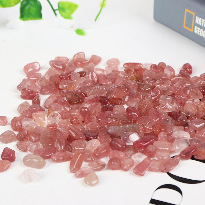 优质草莓晶碎石天然水晶原石草莓晶碎石花盆装饰鱼缸造景材料 500克(7