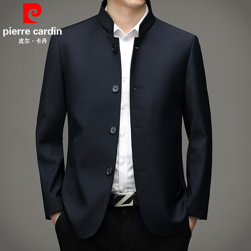 皮尔卡丹高档夹克外套男中山装中华立领西服高端中年男士商务休闲西装 藏青色 175码建议130斤-145斤高性价比高么？