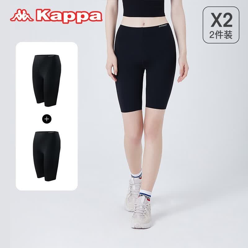 KAPPA卡帕鲨鱼裤瑜伽打底裤2条装女夏季薄款高弹收腹健身运动五分裤女 黑色/黑色 均码怎么样,好用不?