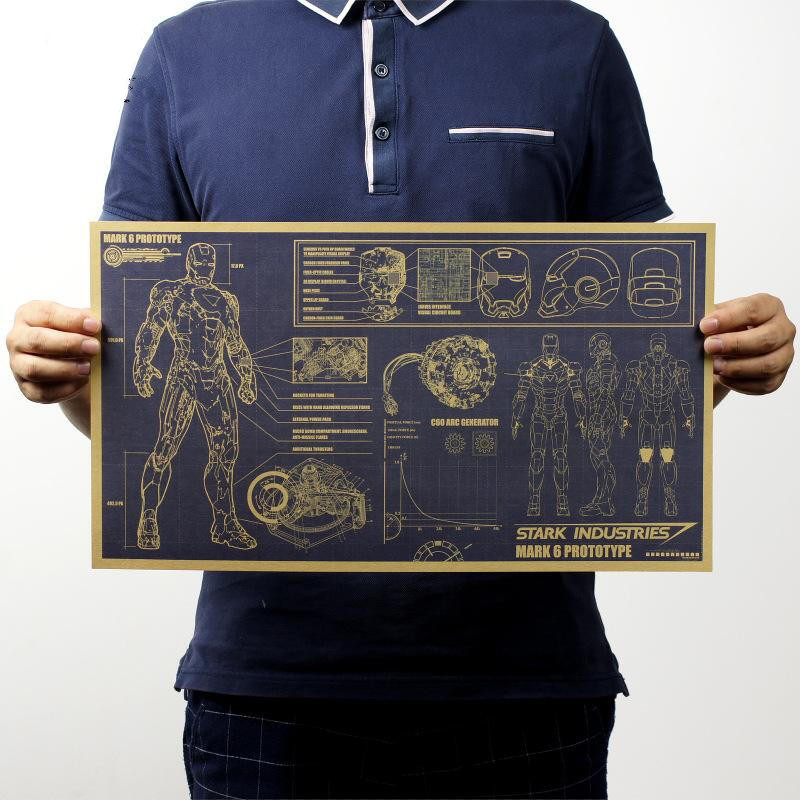 机器人设计图纸 书房卧室科幻电影海报装饰墙画 099钢铁侠设计图纸 51