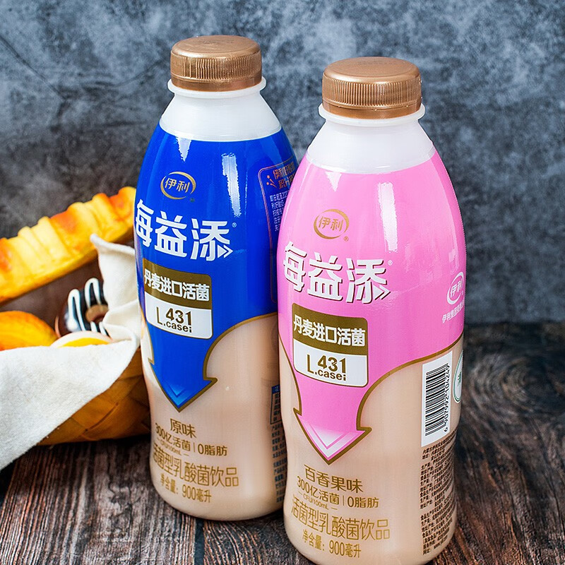 伊利(yili)每益添百香果900ml酸奶味活性乳酸菌大瓶桶装 每益添原味