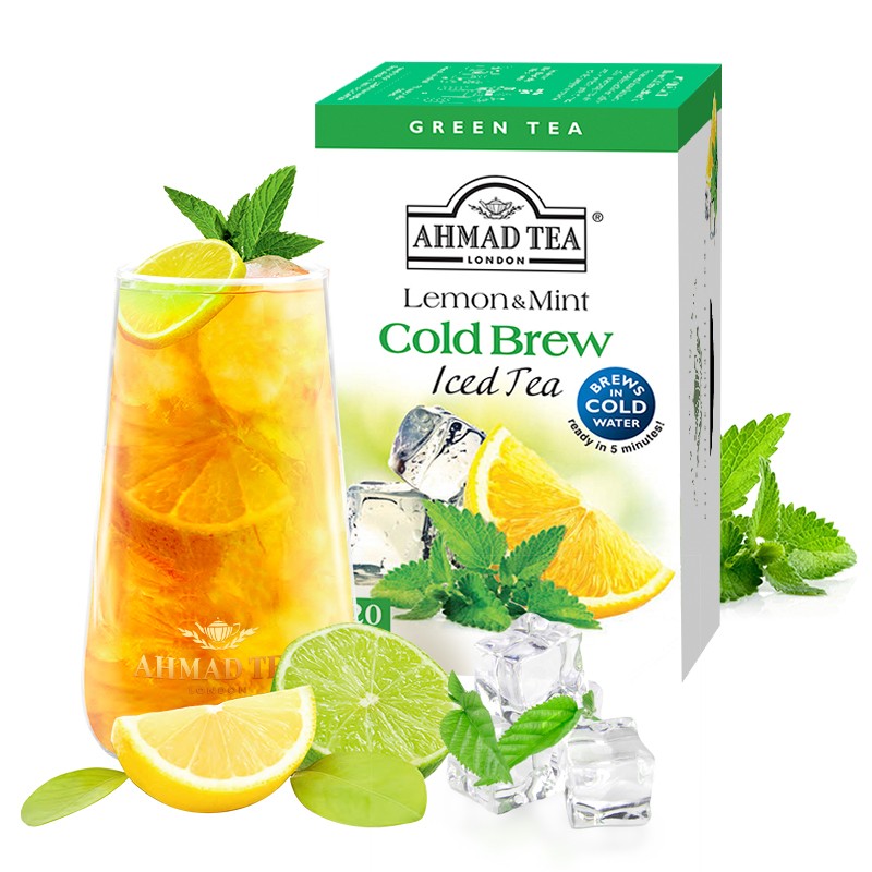 英国亚曼茶AHMAD TEA 柠檬薄荷绿茶包 冷热双泡 进口水果茶2g*20袋【过季清仓】