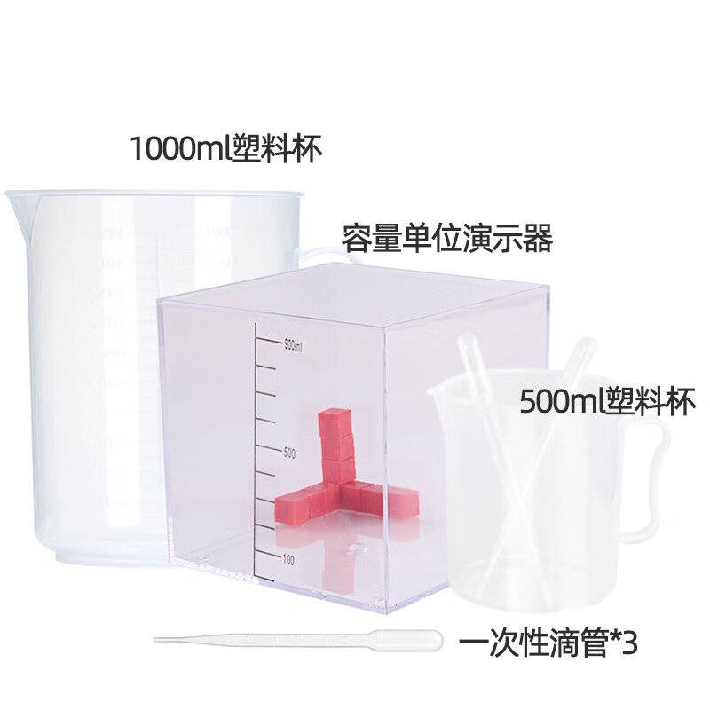 可普 数学体积容量演示器1立方分米透明正方体多个1立方厘米小学数学单位教具演示仪器 容量单位演示器套装1