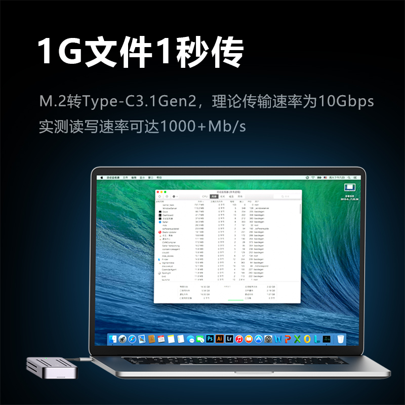 佳翼（JEYI）NVME硬盘盒 M.2转Type-c移动硬盘盒 USB3.1固态SSD全铝硬盘盒 10Gbps 太空灰｜i9 GTR-2280
