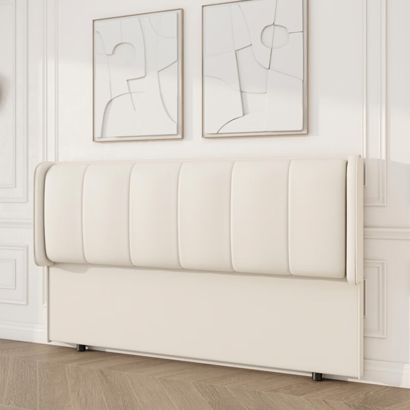 空間締造者2023新款床頭板軟包簡約現(xiàn)代實木科技布靠背真皮落地超薄床頭單買 白色【科技布】 1.2米長床頭