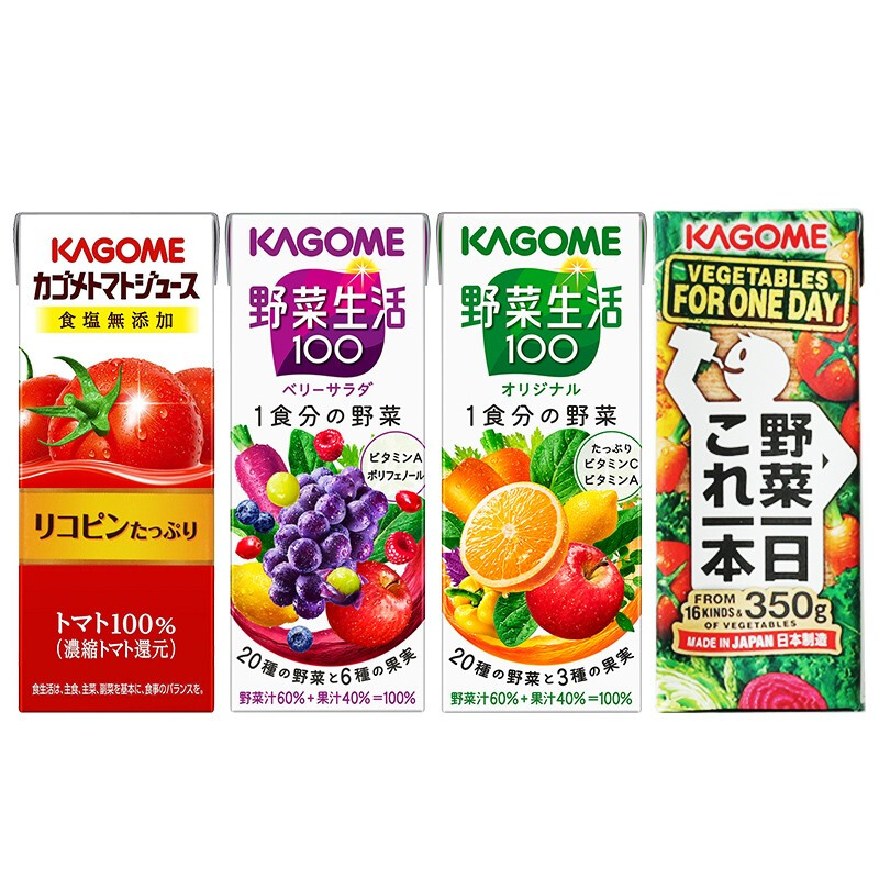 日本进口Kagome可果美野菜生活混合果蔬汁蔬菜汁番茄汁饮料饮料番茄汁200Ml*6瓶_虎窝购