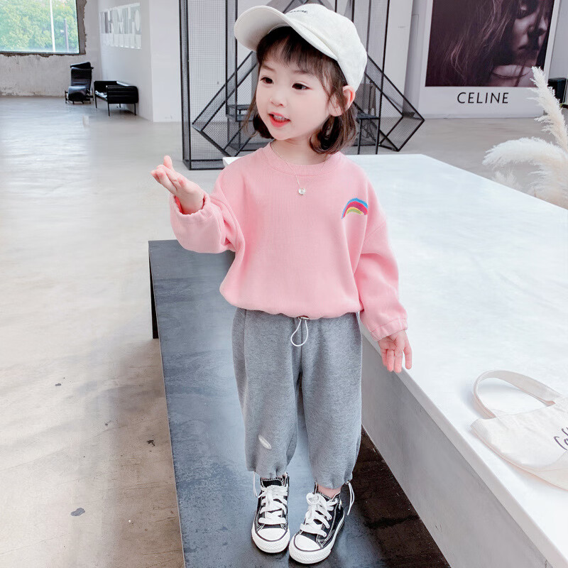 咏颖ytyin女童网红春装套装0-3岁女宝宝春秋季洋气儿童卫衣小女孩衣服