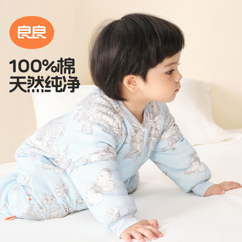 良良婴儿睡袋秋冬加厚款儿童睡袋新生儿分腿款四季通用防踢被 翩翩粉·薄夹棉40g-适合20-25℃ XL（建议身高90-105cm）