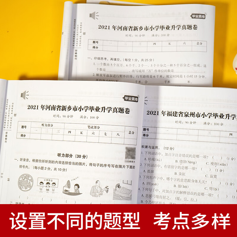 小学小升初真题卷模拟试卷冲刺考试人教版六年级下册测试卷全套语文数学英语复习资料考试卷子练习非必刷题毕 语文+数学+英语 小学升初中