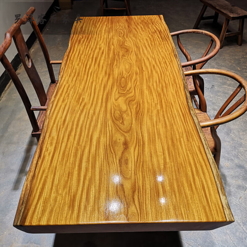 莎庭(sartill)柚木王大板非洲实木原木餐桌茶桌木老板总裁办公桌缅甸