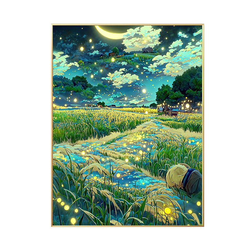 京造麦田的星空数字油画diy手工绘画填充填色治愈减压 G1274