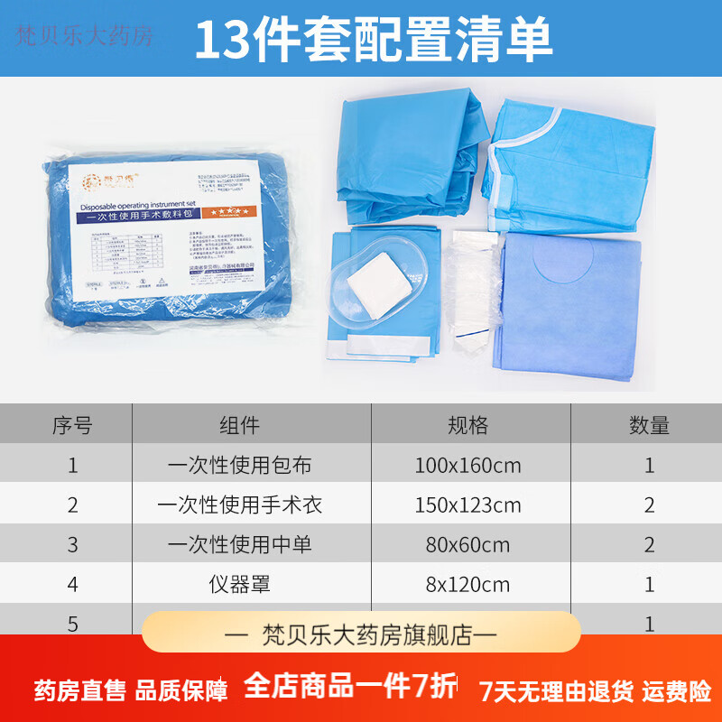 牙科一次性使用手术敷料包口腔包种植包金环腾月护理包 荣贝得13件套1包 5包/箱