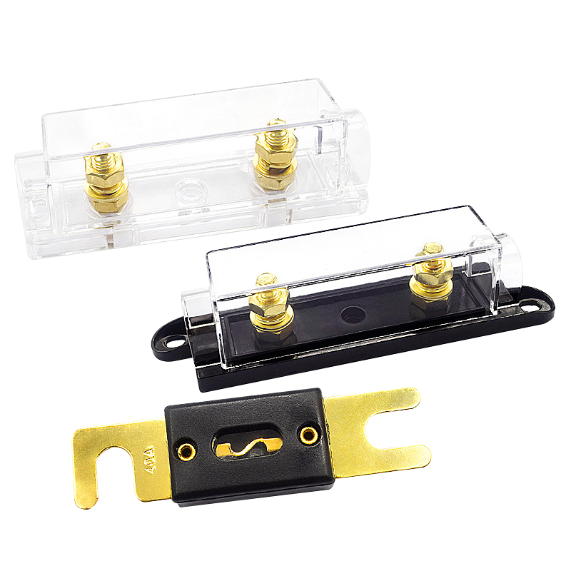 大號叉栓式汽車保險絲片30A-500A/80A/100A/120A/150A/200A/500A 大號叉栓式汽車保險座黑色凸點位孔（1個）裸座