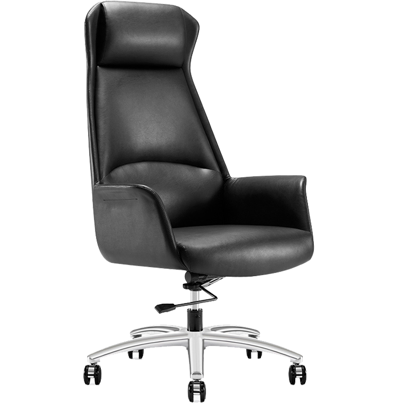 安美诚办公椅现代简约皮艺电脑椅办公室转椅升降经理主管老板椅 黑色西皮老板椅