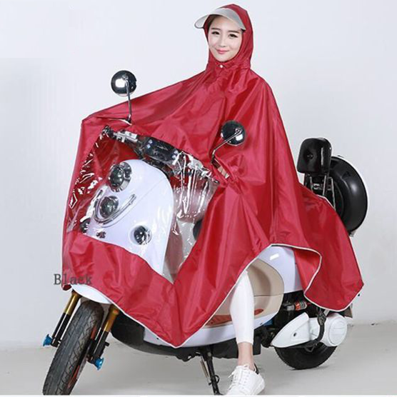 雨衣电动车摩托车面罩单人男女士双帽檐加大加厚雨披双人雨衣 4X单人单帽（无镜套）枣红
