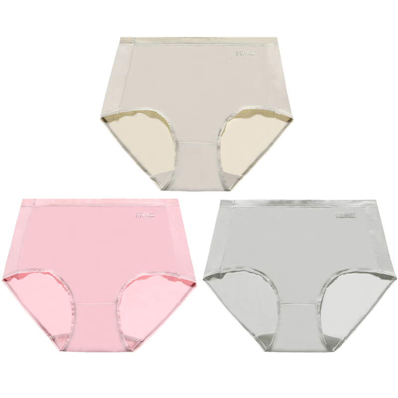 夏娃之秀内裤女棉内档无痕舒适透气收腹亲肤女士三角裤头K3095三条装 豆绿+豆沙+灰色 3条 M