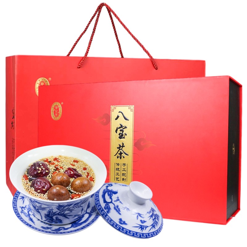 宁安堡宁夏手工八宝茶西北风味盖碗茶礼盒装三泡台宁夏特产红枣三炮台
