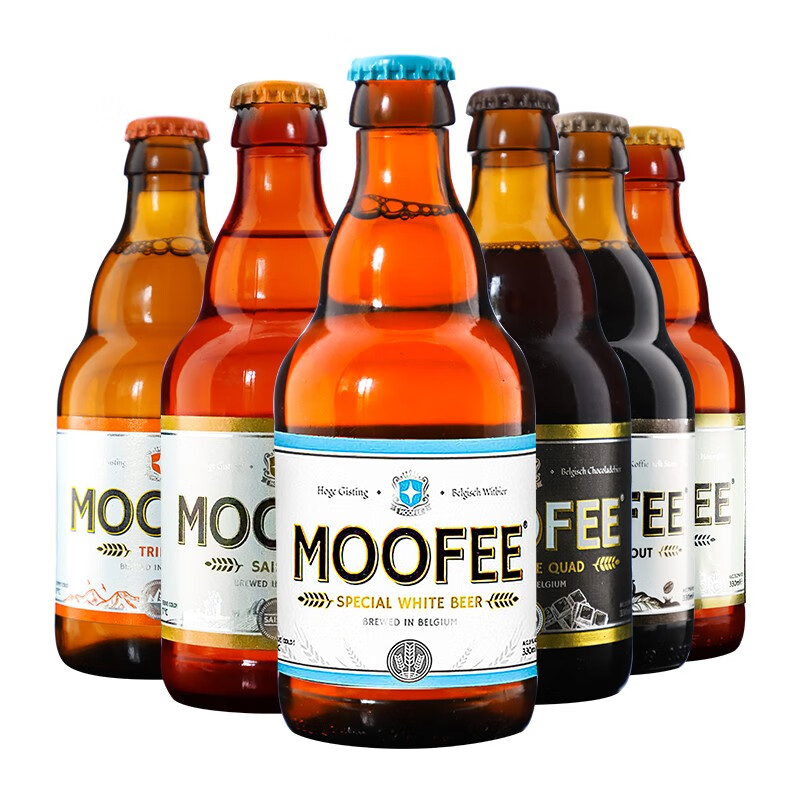 慕妃（MOOFEE）比利时进口精酿 巧克力四料 咖啡牛奶世涛 蜂蜜艾尔啤酒 6口味组合 330mL 6瓶