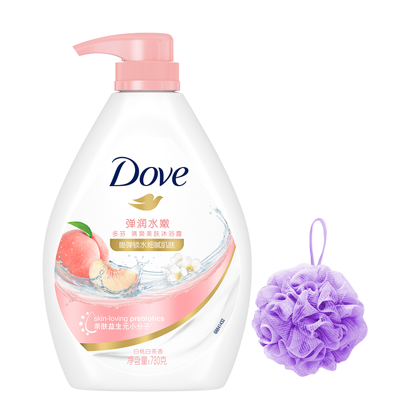 多芬（Dove）沐浴露液持久留香牛奶滋潤保濕潤膚淋浴家用清潔洗浴官方正品旗艦 【桃悅水透】730g瓶