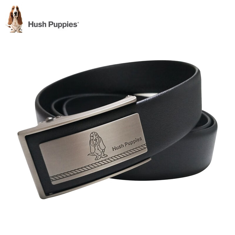 暇步士（Hush Puppies）男士腰带真皮自动扣皮带青年时尚礼盒腰带简约百搭裤带西装正装 黑色279D（下单备注尺码）