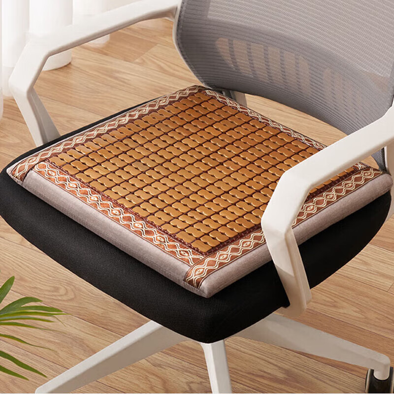 李記花果山夏天麻將涼席坐墊涼墊辦公室椅子墊夏季涼墊透氣海綿竹墊椅子坐墊 碳化色 42*42