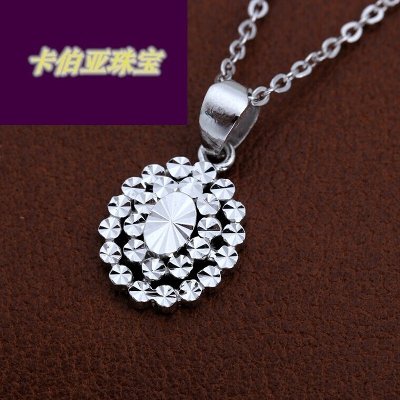 铂金吊坠 女款 pt950铂金项链吊坠 捧月钻面车花吊坠白金吊坠sn4992