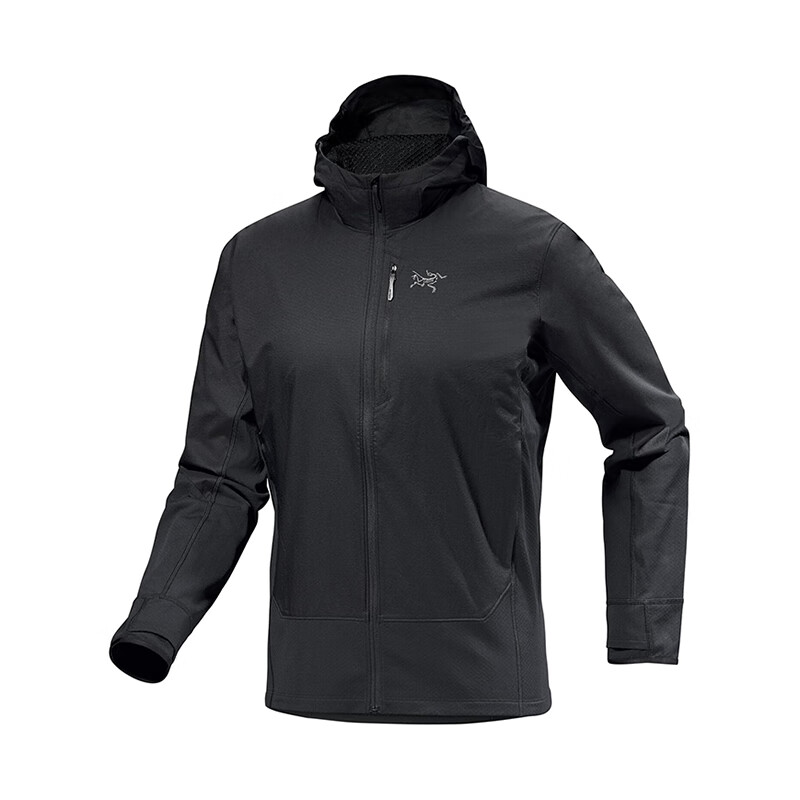 始祖鸟（ARC’TERYX）男士抓绒衣 Konseal Hybrid 防风轻量耐磨秋冬软壳保暖夹克外套 黑色 Black XS