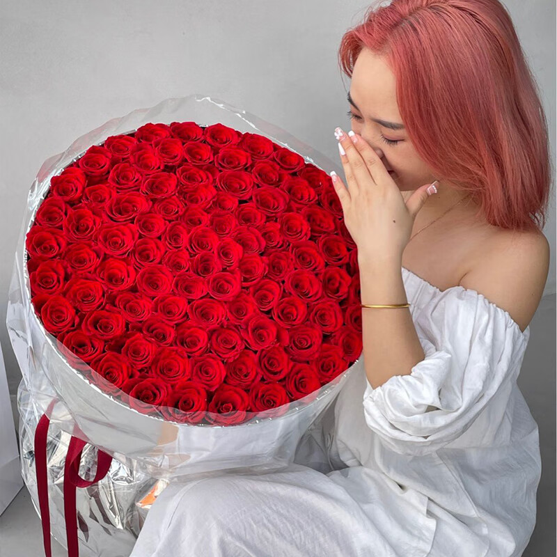 para ella永生花99朵玫瑰花花束生日礼物情人节礼物送女友