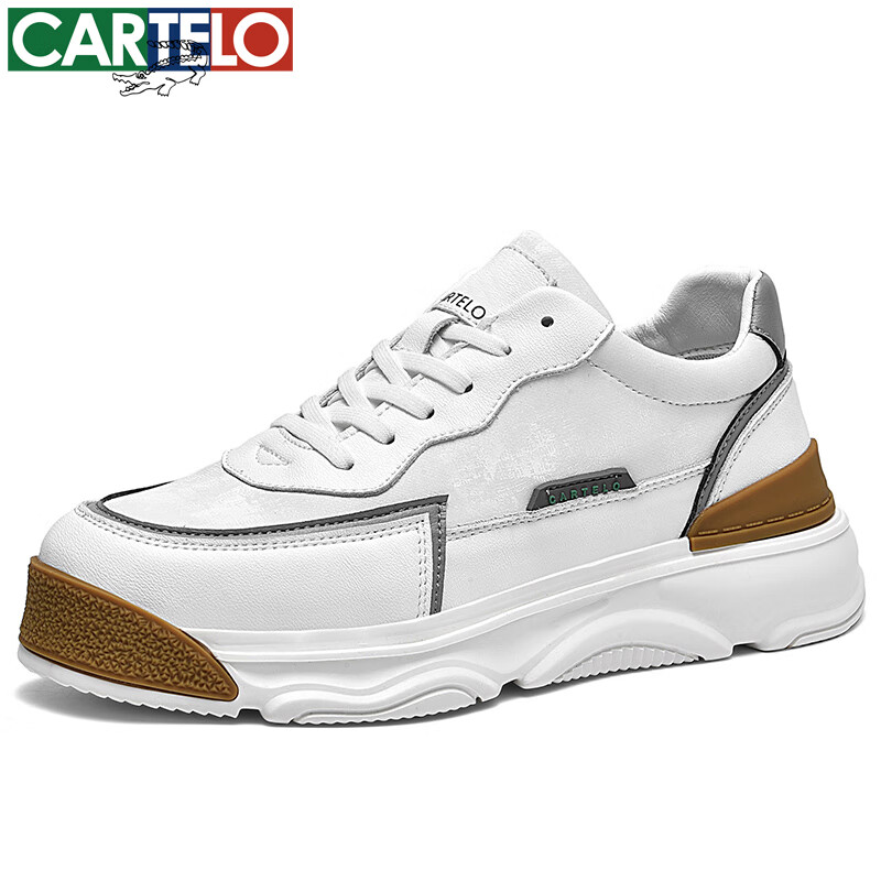 卡帝乐鳄鱼鞋子男春秋季新款真皮劳保工地工作户外防滑工装透气休闲男鞋 QH8113白灰 41