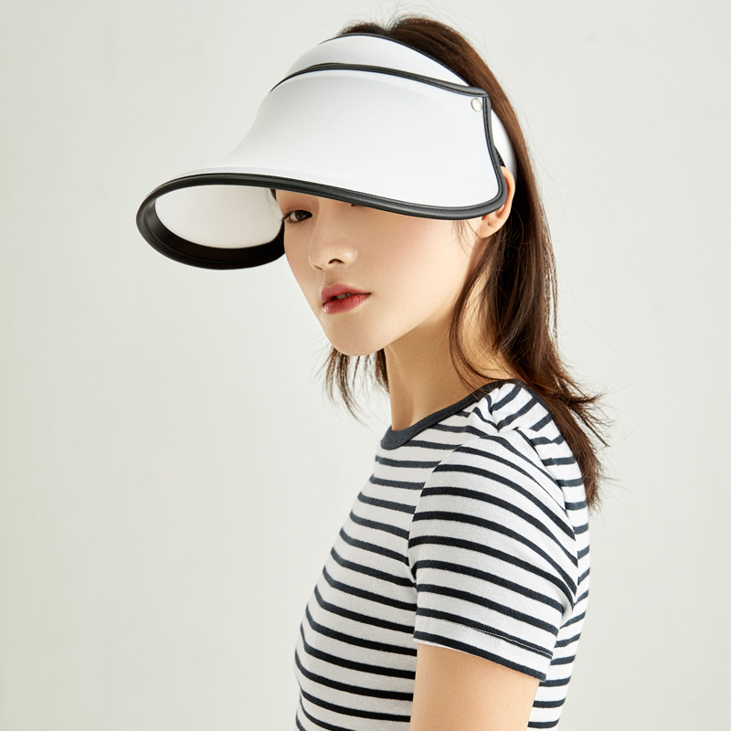 人生故事空顶帽户外遮阳防晒帽子女士遮脸太阳帽韩版沙滩旅游 儿童款黑色 可调节