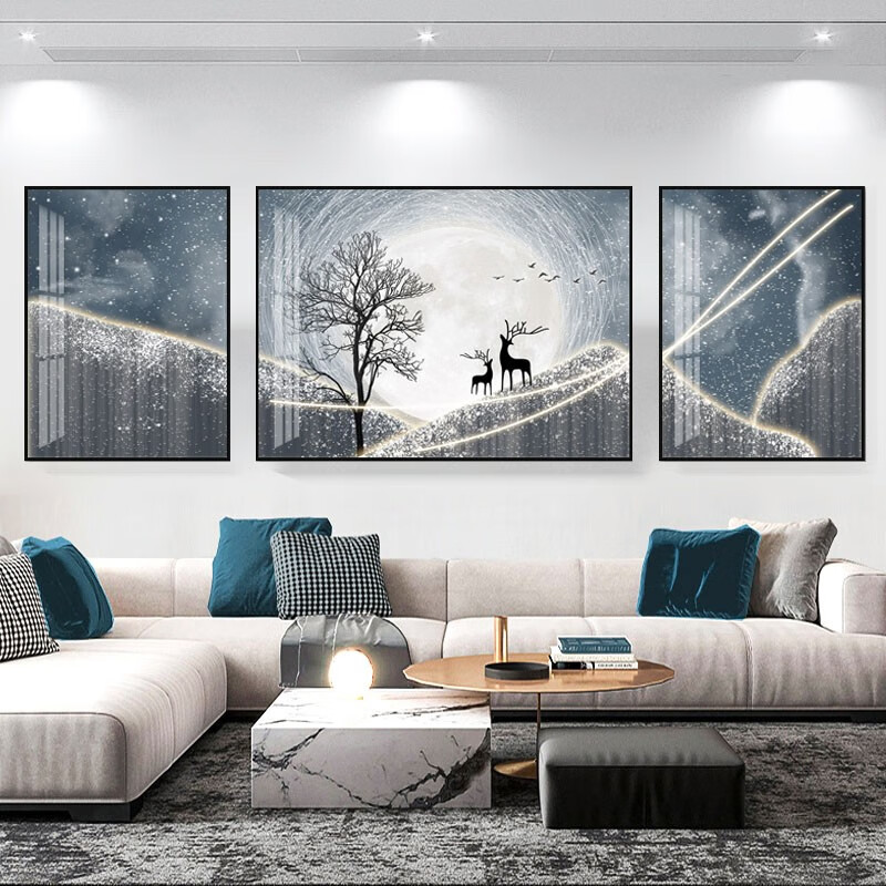 飞漫(flimale) 客厅装饰画三联沙发背景墙新中式挂画现代简约北欧轻奢