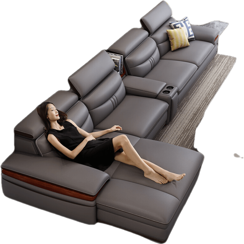 【七夕礼遇季】简奢表情 真皮沙发现代简约头层牛皮大小户型皮艺乳胶客厅整装轻奢家具 【升级款】单+双+贵+边几 4.06米