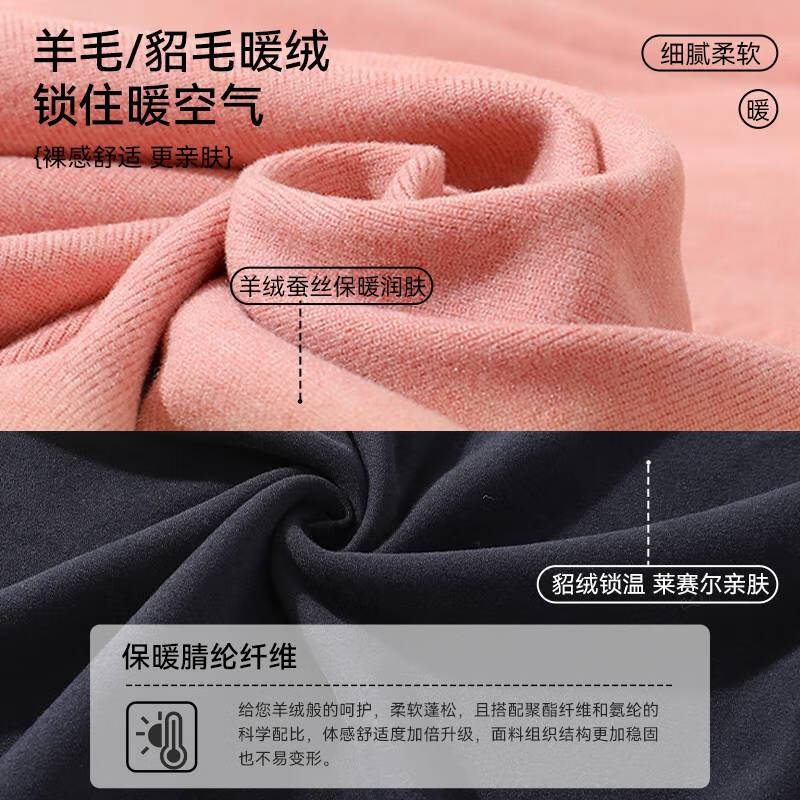 古今（GUJIN）貂绒保暖内衣套装男士羊绒桑蚕丝亲肤发热无痕打底秋衣秋裤保暖衣 藏青色 男款 3XL 建议185cm