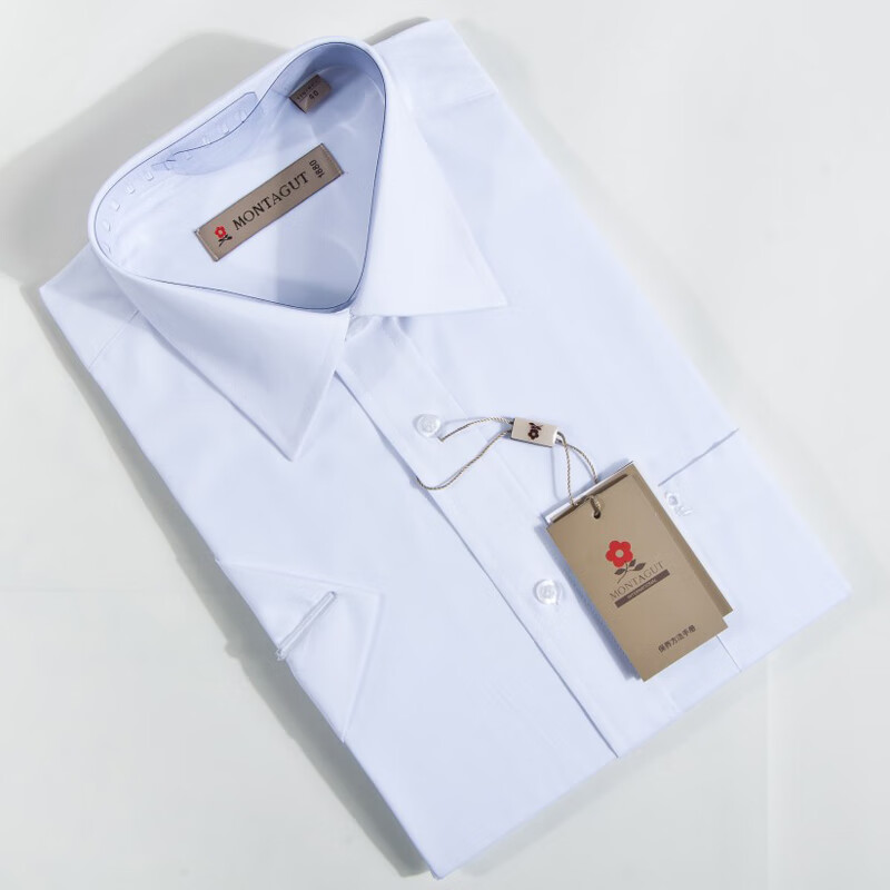 梦特娇(montagut)梦特娇短袖衬衫男中年男士商务休闲上装全棉透气免烫