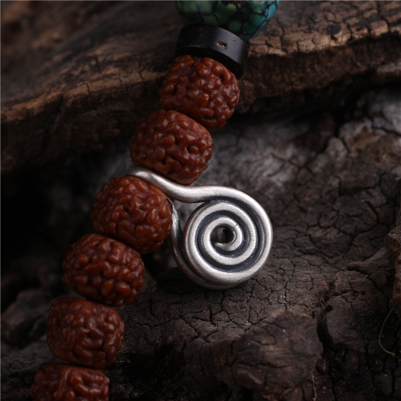 藏汉屋 藏式银佛珠手串配饰喜旋螺纹卡子diy饰品金刚星月念珠配件夹子