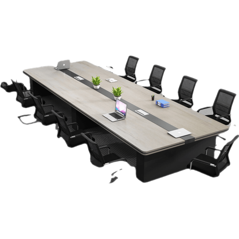 龙案 加厚会议桌椅组合简约现代会议室长方形办公桌长桌洽谈桌6-20人位 3.0m*1.2m会议桌+10把椅子