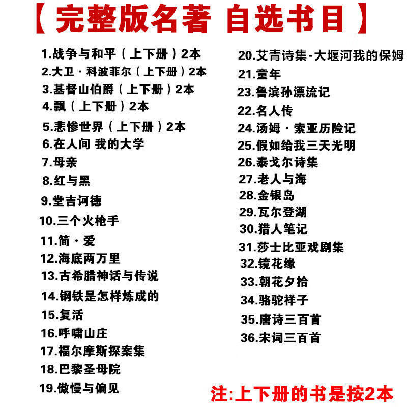经典世界名著高中名著战争与和平简爱童年复活红与黑悲惨世界 自选2本-书名发给客服