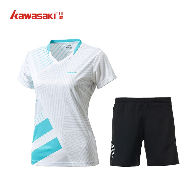 kawasaki川崎羽毛球服套装女夏运动速干短袖T恤训练队服K2801 湖绿 XL 
