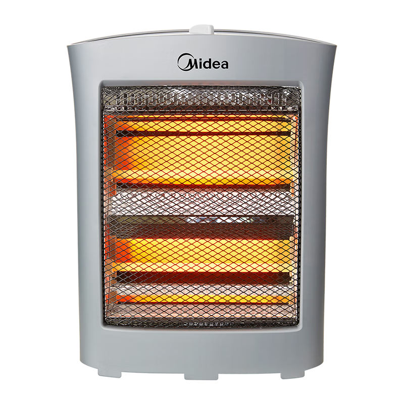 美的（Midea）小太阳取暖器家用电暖器台式电热器暖气机办公室烤火炉暖脚器暗光防烫远红外电暖气 HPW08D【倾倒断电 过热保护 高级浅灰】 台式